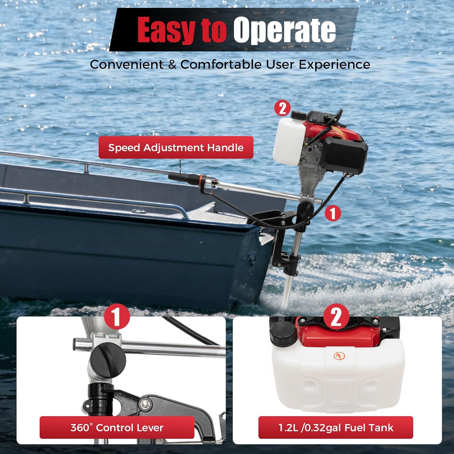 Fishing Boat Outboard Motor - 4 PS Außenbordmotor, 4-Takt 53,2 cm³