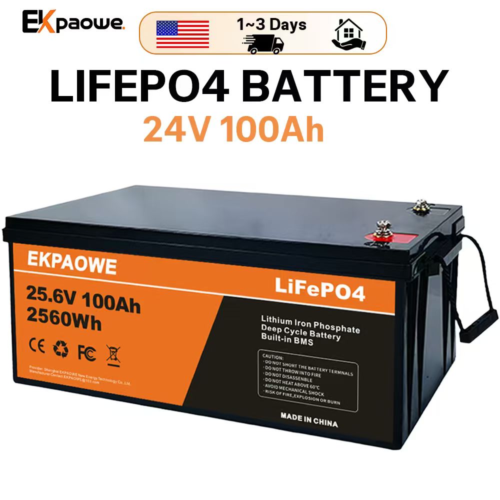 Fishing Boat Trolling Motor - EKPAOWE 24V 25.6V 100AH LiFePO4 Akku